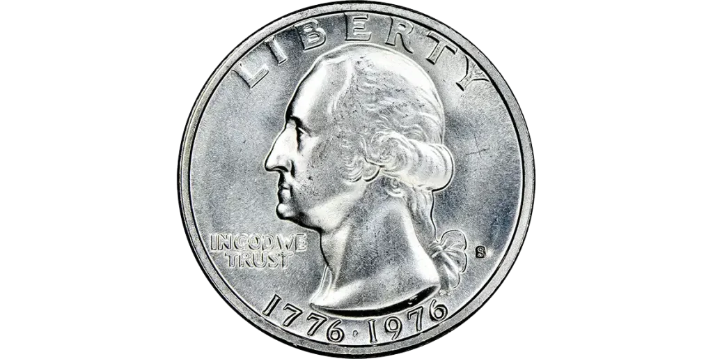 a silver quarter with an S mint mark.